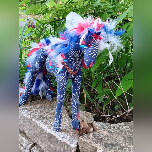 Handmade Plush Horse "FireWorks" - Picture 3 of 11